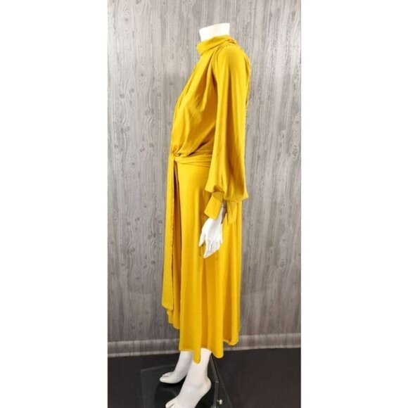 Eloquii Yellow Midi Dress Sleeve Stretch Knit Classic Mock Neck - Picture 5 of 7